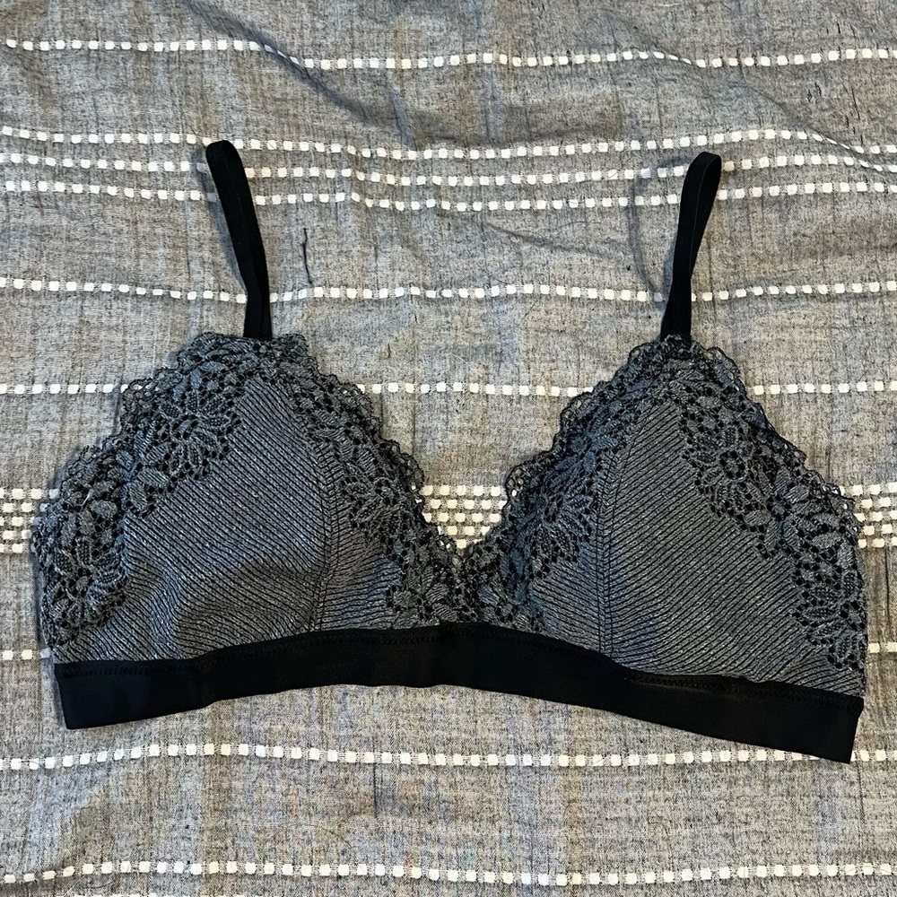 Gray and black Aerie bralette